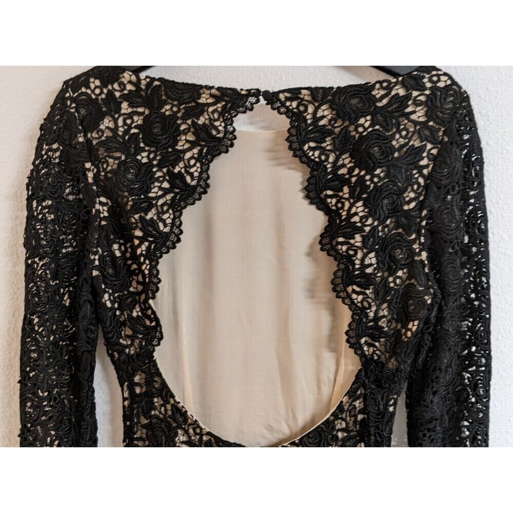 Women's Alice + Olivia Black Dandi Open-Back Lace Dress Size 6 - Picture 5 of 16